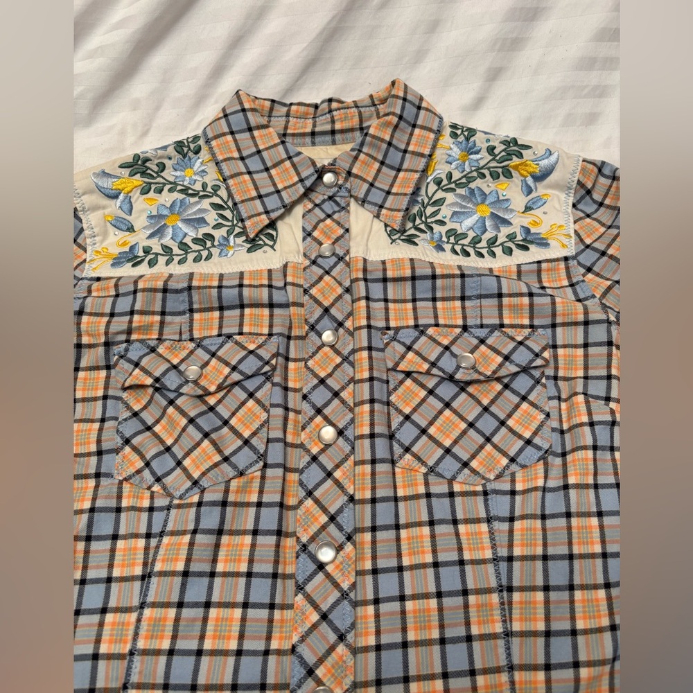 Paul & Joe Target Womens Small Pearl Button Plaid Embroidered Western - Picture 8 of 16